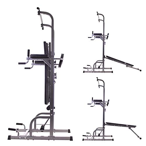 Riscko Multiestación de musculación Torre de Ejercicios con Banco Plegable y Ajustable Entrenamiento Profesional