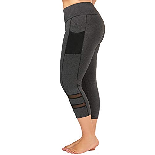 RISTHY Mallas Leggings Mujer Tallas Grandes 3/4 Pantalones de Yoga Deportivas Pantalones Cortos Deporte Fitness Mujeres para Correr Yoga Gym Pantalón Elásticos Pilates