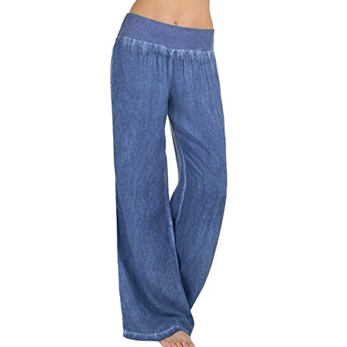 RISTHY Mujer Pantalones Acampanados Vaqueros Pantalones Anchos de Piernas Anchas Sólido Cintura Alta Jeans de Mujer Casual Pantalones de Verano Otoño