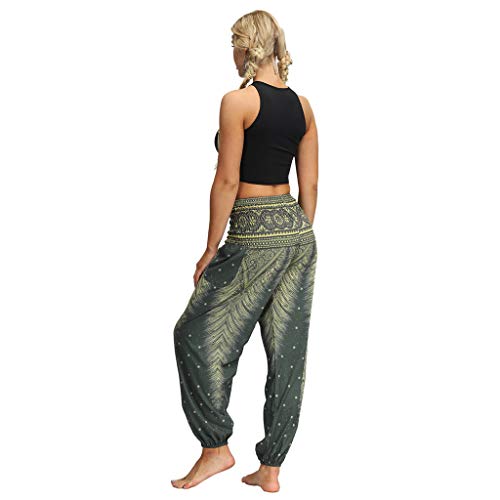 RISTHY Mujer Pantalones Harem Tailandes Hippies Vintage Boho Flores Verano Alta Cintura Elastica Casual Danza Yoga Pants Bombachos Playa con Bolsillos RISTHY Mujer Pantalones Harem Tailandes Hippies Vintage Boho Flores Verano Alta Cintura Elastica Casual Danza Yoga Pants Bombachos Playa con Bolsillos