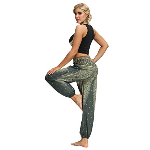 RISTHY Mujer Pantalones Harem Tailandes Hippies Vintage Boho Flores Verano Alta Cintura Elastica Casual Danza Yoga Pants Bombachos Playa con Bolsillos RISTHY Mujer Pantalones Harem Tailandes Hippies Vintage Boho Flores Verano Alta Cintura Elastica Casual Danza Yoga Pants Bombachos Playa con Bolsillos