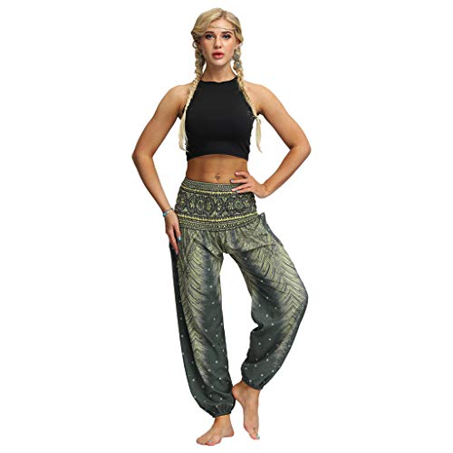 RISTHY Mujer Pantalones Harem Tailandes Hippies Vintage Boho Flores Verano Alta Cintura Elastica Casual Danza Yoga Pants Bombachos Playa con Bolsillos RISTHY Mujer Pantalones Harem Tailandes Hippies Vintage Boho Flores Verano Alta Cintura Elastica Casual Danza Yoga Pants Bombachos Playa con Bolsillos