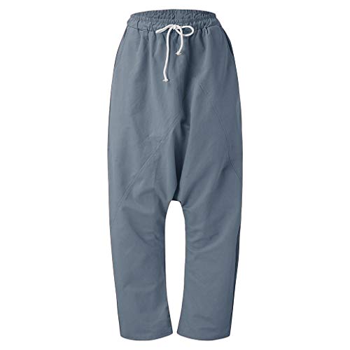 RISTHY Pantalones Anchos Mujer, Pantalones Tallas Grandes Baggy Aladin Bombacho Pantalones Casuales Flojos de Hip Hop Holgados Pantalones Deportivos Casual para Mujeres y Hombres