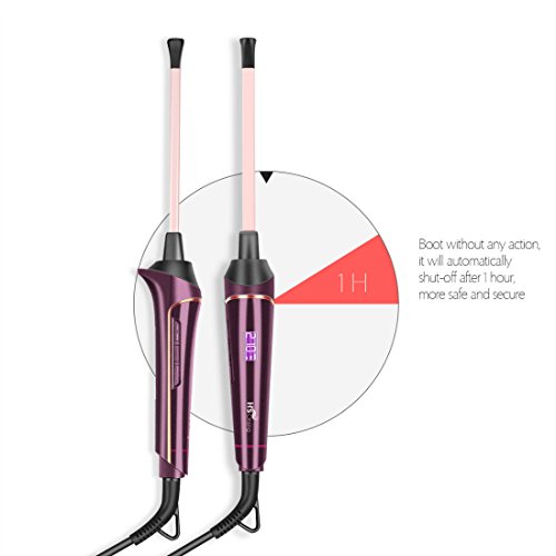 Rizador de Pelo, HS Onsing Tenacilla de pelo Rizador profesional Rizadora 9mm de cerámica para el pelo Sin tenacilla pantalla LCD recubrimiento Keratin & Shine morado Rizador de Pelo, HS Onsing Tenacilla de pelo Rizador profesional Rizadora 9mm de cerámica para el pelo Sin tenacilla pantalla LCD recubrimiento Keratin & Shine morado