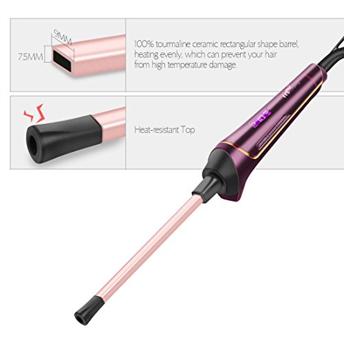 Rizador de Pelo, HS Onsing Tenacilla de pelo Rizador profesional Rizadora 9mm de cerámica para el pelo Sin tenacilla pantalla LCD recubrimiento Keratin & Shine morado Rizador de Pelo, HS Onsing Tenacilla de pelo Rizador profesional Rizadora 9mm de cerámica para el pelo Sin tenacilla pantalla LCD recubrimiento Keratin & Shine morado