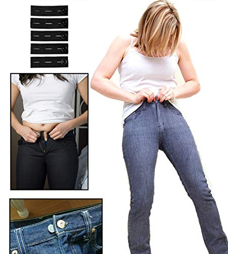 Rmeet Extensores de Cintura,5 Pack Ajustable Extensor de Cintura Elásticos Extensor de Cierre de Botón para Pantalones Vaqueros Juego Negro Rmeet Extensores de Cintura,5 Pack Ajustable Extensor de Cintura Elásticos Extensor de Cierre de Botón para Pantalones Vaqueros Juego Negro