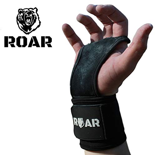 Roar® Calleras para Crossfit Hombre, Calleras Crossfit Mujer, Guantillas Gimnasio, Calleras Gimnasia artistica, Crossfit Hand Grips, Callera Calistenia,Cuero Sintético, Grip Gloves, Cayeras (L)