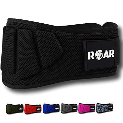 Roar® Cinturón musculación para Entrenamiento de Levantamiento de Peso Crossfit Powerlifting Halterofilia Pesas Gimnasio (Negro, L)