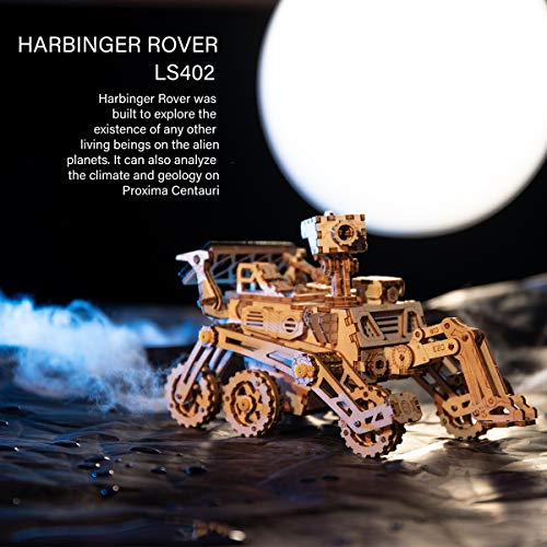 Robotime Solar Powered Stem Toys - Laser Cutting Robot DIY Kits de Modelo de Coche - Rompecabezas de Madera 3D Age 14 3D Puzzles Adult (Curiosity Rover)