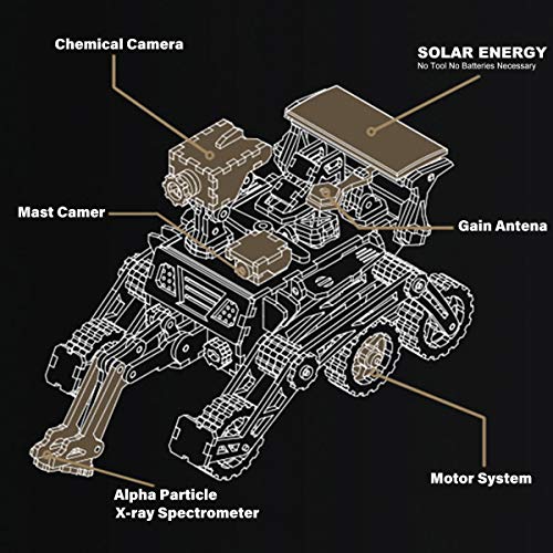 Robotime Solar Powered Stem Toys - Laser Cutting Robot DIY Kits de Modelo de Coche - Rompecabezas de Madera 3D Age 14 3D Puzzles Adult (Curiosity Rover)