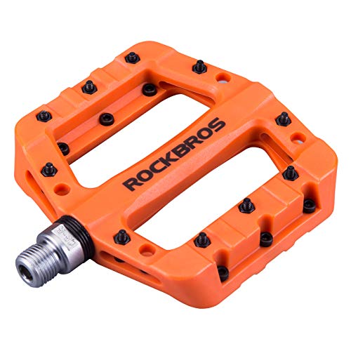 ROCKBROS Pedales de Bicicleta de Nylon Antideslizante Ligeros con Rodamiento Sellado Plataforma para Bicis MTB Bici de Carretera