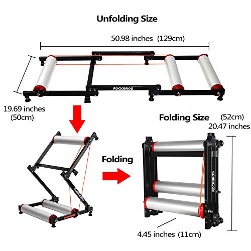 ROCKBROS Rodillo de Rulos para Bicicleta Entrenamiento Ajustable Plegable para Ciclismo MTB Carretera 16-29 Pulgadas