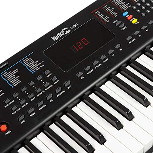 RockJam RJ361 - Teclado Electrónico Portátil de 61 Teclas con Pegatinas de Notas Clave, Fuente de Alimentación y Contenido de la Aplicación Simply Piano RockJam RJ361 - Teclado Electrónico Portátil de 61 Teclas con Pegatinas de Notas Clave, Fuente de Alimentación y Contenido de la Aplicación Simply Piano