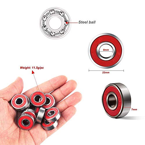 Rodamientos de Skate,608 RS Cojinetes de Patines 8 Pack Doble Rodamientos Metal Cojinetes de Skateboards Longboard para Fidget Spinner Proyecto de impresión en 3D Patinetas 608 ZZ ABEC-9 8mm Rojo Rodamientos de Skate,608 RS Cojinetes de Patines 8 Pack Doble Rodamientos Metal Cojinetes de Skateboards Longboard para Fidget Spinner Proyecto de impresión en 3D Patinetas 608 ZZ ABEC-9 8mm Rojo