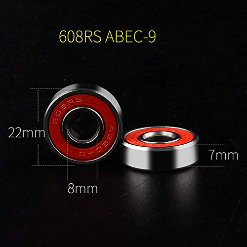 Rodamientos de Skate,608 RS Cojinetes de Patines 8 Pack Doble Rodamientos Metal Cojinetes de Skateboards Longboard para Fidget Spinner Proyecto de impresión en 3D Patinetas 608 ZZ ABEC-9 8mm Rojo Rodamientos de Skate,608 RS Cojinetes de Patines 8 Pack Doble Rodamientos Metal Cojinetes de Skateboards Longboard para Fidget Spinner Proyecto de impresión en 3D Patinetas 608 ZZ ABEC-9 8mm Rojo