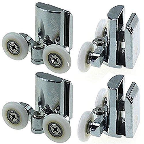 Rodamientos para mampara de ducha YuanQian, de acero inoxidable, 23 mm, para la parte inferior de la ducha, 4 piezas Rodamientos para mampara de ducha YuanQian, de acero inoxidable, 23 mm, para la parte inferior de la ducha, 4 piezas