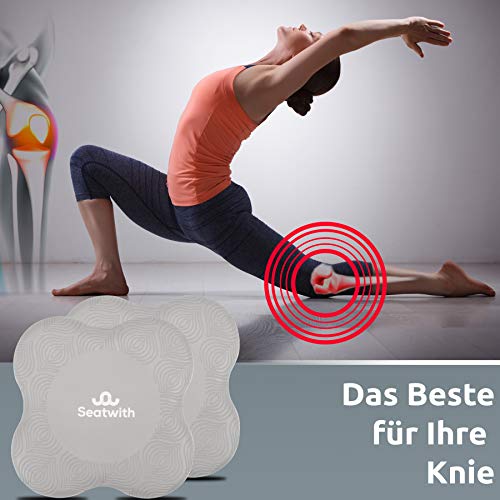 Rodillera para Yoga, 2 Cojines de Rodilla con Bolsa de Transporte + Instrucciones de Entrenamiento PDF Máximo Alivio y Soporte en Rodillas, Muñecas y Codos, Rodilleras 20x20cm, Pilates, Fitness