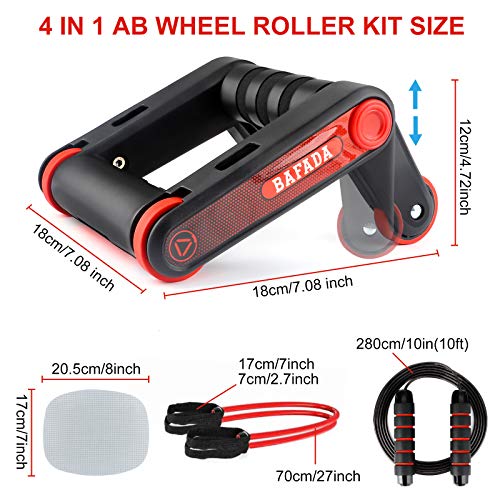 Rodillo Abdominales, 4 en 1 con Barra para Flexiones, Cuerda para Saltar y Rodilleras–Equipo para Ejercitarse en Casa y de Entrenamiento de Fuerza para Fortalecer Tus Abdominales,Home Fitness Rodillo Abdominales, 4 en 1 con Barra para Flexiones, Cuerda para Saltar y Rodilleras–Equipo para Ejercitarse en Casa y de Entrenamiento de Fuerza para Fortalecer Tus Abdominales,Home Fitness