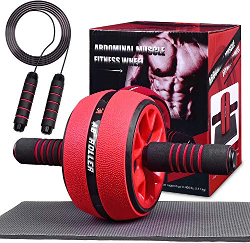 Rodillo de entrenamiento abdominal AB con cuerda para saltar, equipo de fitness 2 en 1, dispositivos portátiles de rodillo abdominal para entrenamiento, ayuda para el entrenamiento de fuerza muscular