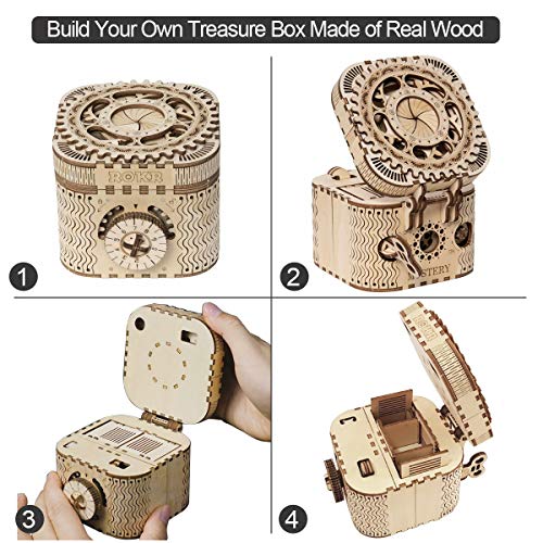 ROKR Caja del Tesoro 3D en Madera, Maqueta Madera Kit de Construcción Sin Pegamento para Niños y Adultos ROKR Caja del Tesoro 3D en Madera, Maqueta Madera Kit de Construcción Sin Pegamento para Niños y Adultos
