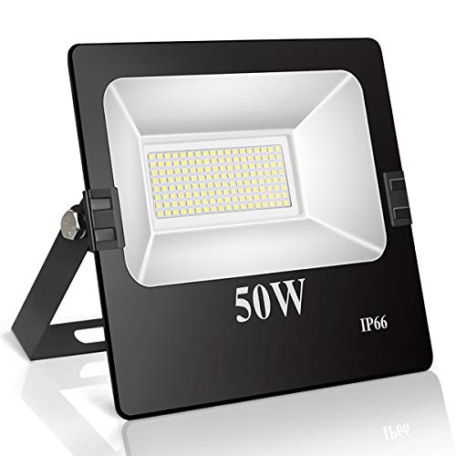 Roleadro Focos Led Exterior 50W IP66 Impermeable SMD3030 LED Floodlight con Reflectores,Foco proyector LED Iluminación Exterior para Calzada Terraza Jardin 6500K Negro