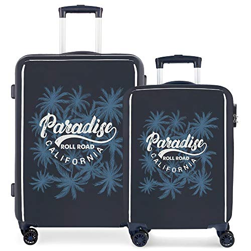 Roll Road Palm Juego de Maletas Azul 55/68 cms Rígida ABS Cierre combinación 100.5L 4 Ruedas Dobles Equipaje de Mano Roll Road Palm Juego de Maletas Azul 55/68 cms Rígida ABS Cierre combinación 100.5L 4 Ruedas Dobles Equipaje de Mano