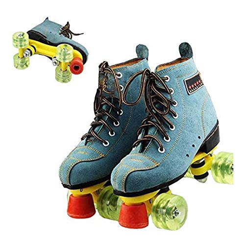 Roller skates Classic Quad Gamuza Patines artísticas para Adultos en línea y de la Juventud del Patinaje sobre Ruedas Botas para el Interior y Exterior de Formación Senderismo,39