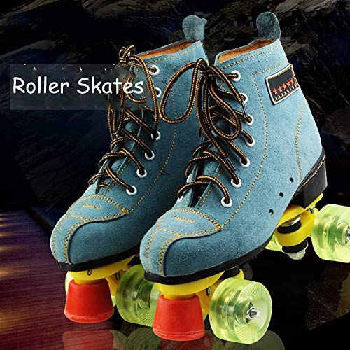 Roller skates Classic Quad Gamuza Patines artísticas para Adultos en línea y de la Juventud del Patinaje sobre Ruedas Botas para el Interior y Exterior de Formación Senderismo,39