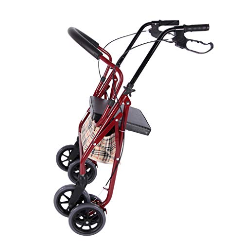 Roller Walker médico Plegable, Andador con Ruedas con Asiento, Sistema de Frenos Dobles de 4 Ruedas con Movilidad para Caminar, Usado para Personas Mayores,Red