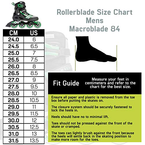 Rollerblade Rollerblade Macroblade 84 - Patines en línea para Hombre (84 mm, 84 A, con rodamientos SG7), Color Negro y Verde