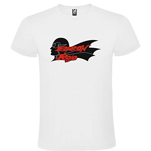 ROLY Camiseta Blanca con Logotipo de Baron Rojo Hombre 100% Algodón Tallas S M L XL XXL Mangas Cortas (M)