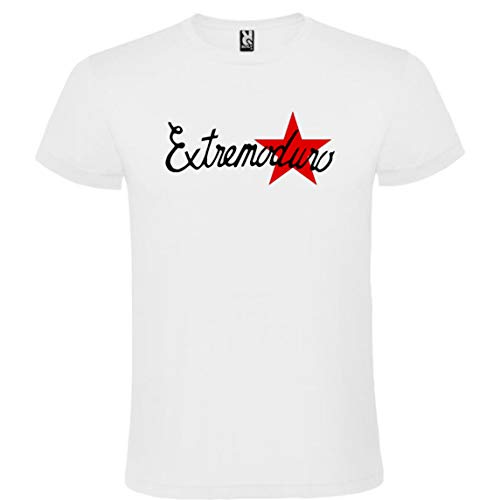 ROLY Camiseta Blanca con Logotipo de EXTREMODURO Hombre 100% Algodón Tallas S M L XL XXL Mangas Cortas (L)