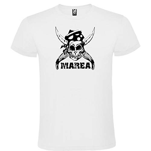 ROLY Camiseta Blanca con Logotipo de Marea Hombre 100% Algodón Tallas S M L XL XXL Mangas Cortas (L)