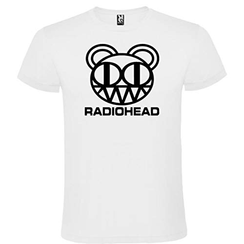 ROLY Camiseta Blanca con Logotipo de Radiohead Hombre 100% Algodón Tallas S M L XL XXL Mangas Cortas (L)