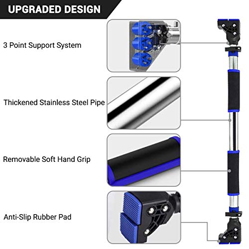 ROMIX Barra de Dominadas, Ajustable Resistente Sin Tornillos Puerta Marco Barra de Tracción con Seguridad Cerradura, Multifuncional Casa Gimnasio Ejercicio Equipo para Entrenamiento Fitness Chin Up