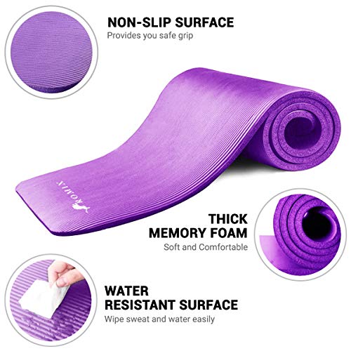 ROMIX Esterilla Yoga Antideslizante, 15MM Alta Densidad Gruesa y Suave Ecológica Almohadilla de Espuma de Memoria, Liviana Yoga Mat para Pilates Ejercicio Gimnasio Fitness Meditación Viaje (Púrpura) ROMIX Esterilla Yoga Antideslizante, 15MM Alta Densidad Gruesa y Suave Ecológica Almohadilla de Espuma de Memoria, Liviana Yoga Mat para Pilates Ejercicio Gimnasio Fitness Meditación Viaje (Púrpura)