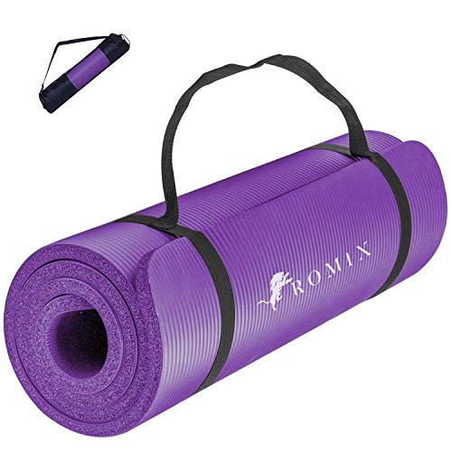 ROMIX Esterilla Yoga Antideslizante, 15MM Alta Densidad Gruesa y Suave Ecológica Almohadilla de Espuma de Memoria, Liviana Yoga Mat para Pilates Ejercicio Gimnasio Fitness Meditación Viaje (Púrpura)