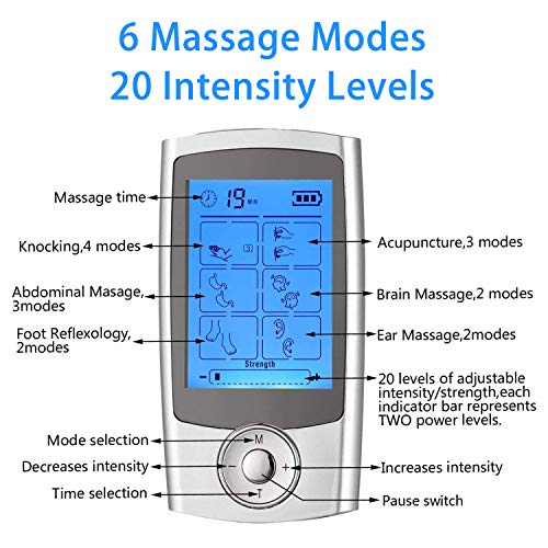 ROOTOK TENS estimulador Muscular masajeador Cuello Espalda electroestimulador Corrientes tens Electroestimulador tens Recargable por USB Pantalla LCD 16 Modo… (1)