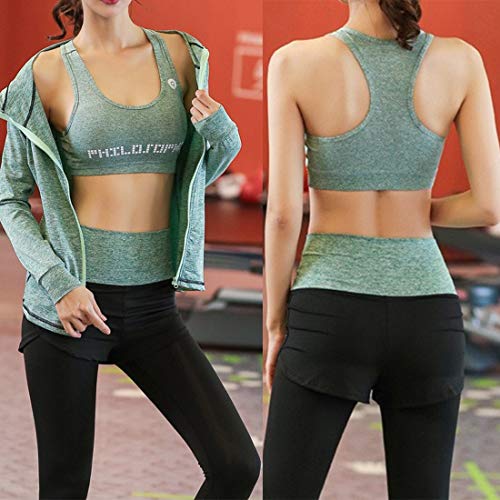 Ropa Deportiva Mujer,5 Piezas Conjuntos Deportivos para Mujer Yoga Fitness Deporte Chándales Ropa de Correr Conjunto de Gimnasio Ejercicio Carrera Entrenamiento Transpirable Cómodo