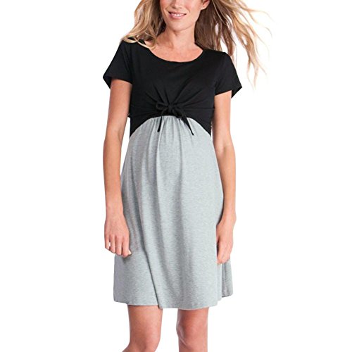 Ropa Embarazadas Vestido Premama Lactancia AIMEE7 Vestido De Lactancia Femenino con Correa Multi Funcional (XXL, Gris)