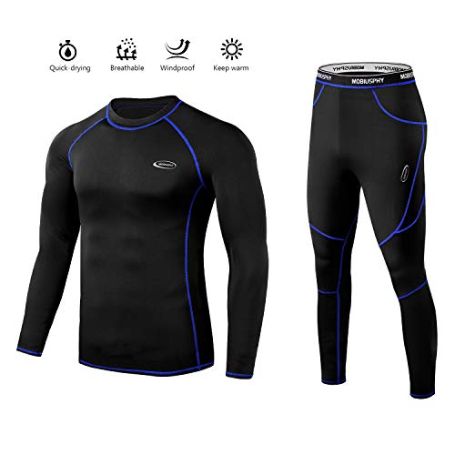 Ropa Interior Térmica Hombre, Camiseta Térmica Hombre Deportes Ropa Interior Funcional Conjuntos Térmicos Termo Invierno Otoño con muy elástica para Running Esquí Montaña Ciclismo Fitness Negro (S)