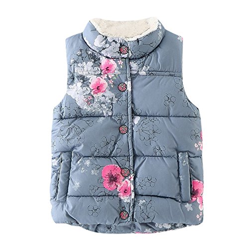 Ropa Niñas Invierno, Fossen 2-6 años Bebe Niñas Chaleco Floral Abrigo de Ropa (6 años, Azul)