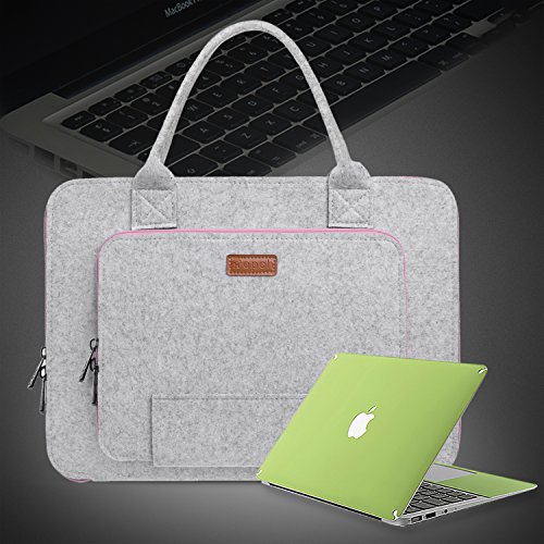 Ropch Funda para Ordenadores Portátiles 15 15,6 Pulgadas Fundas Blandas de Fieltro para Portátiles y Netbooks (Gris & Rosa)