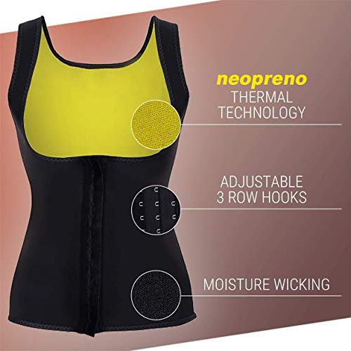 Roseate Faja Reductora Mujer Camisetas Sauna Chaleco Neopreno de Sudoración para Deporte Forma de Cuerpo y Sudor Caliente Cierre de Gancho XL