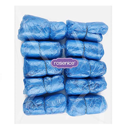 Rosenice - Cubrezapatos médicos desechables de plástico, color azul, 100 unidades