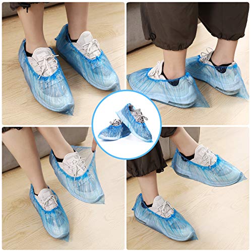 Rosenice - Cubrezapatos médicos desechables de plástico, color azul, 100 unidades