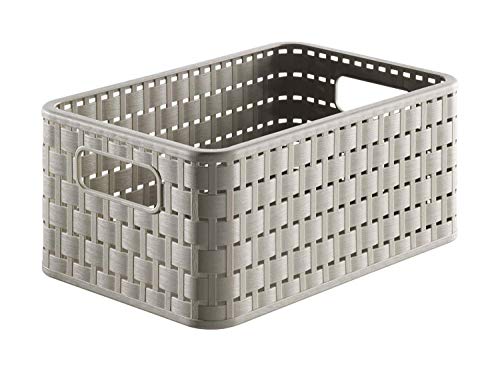 Rotho Country, Caja de almacenamiento de 6l en aspecto de ratán, Plástico PP sin BPA, capuchino, A5, 6l 28.0 x 18.5 x 12.6 cm