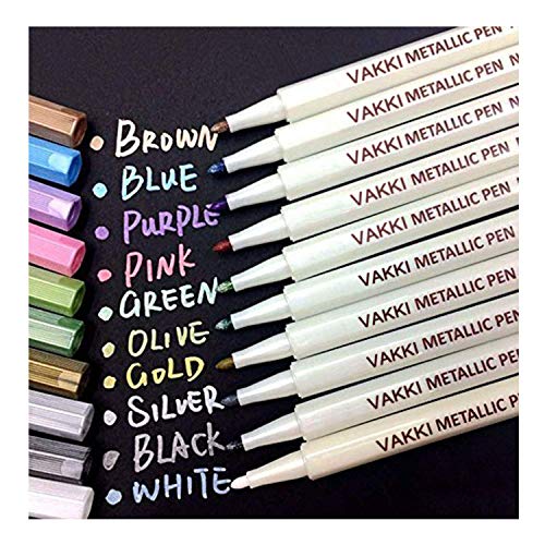 Rotuladores metálicos, rotuladores Vakki, juego de 10 colores surtidos para dibujo de álbum de fotos / regalo de cumpleaños por bricolaje Tarjeta para hacer bricolaje Pintura de roca Vidrio Rotuladores metálicos, rotuladores Vakki, juego de 10 colores surtidos para dibujo de álbum de fotos / regalo de cumpleaños por bricolaje Tarjeta para hacer bricolaje Pintura de roca Vidrio