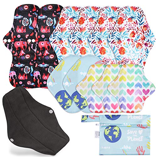 Rovtop 12 Pcs Juego de Reutilizables de Carbón de Bambú de Tía de Ciclo - 4 Tamaños Almohadilla Menstrual Reutilizable Compresa + 1 Bolsa de Transporte Mini (XL x 2,L x 4,M x 2,S x 4) Rovtop 12 Pcs Juego de Reutilizables de Carbón de Bambú de Tía de Ciclo - 4 Tamaños Almohadilla Menstrual Reutilizable Compresa + 1 Bolsa de Transporte Mini (XL x 2,L x 4,M x 2,S x 4)
