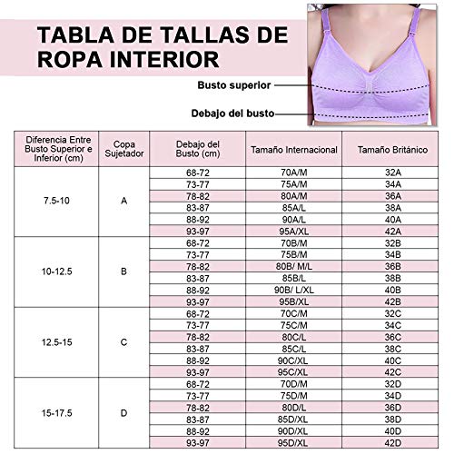 Rovtop 3 PCS Sujetador de Lactancia para Mujer de Sujetador de Maternidad sin Costuras Hebilla Acolchada y Extendida(Talla L)